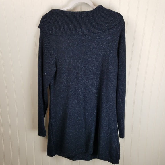 Alfani Midnight Blue & Metallic Cowl Sweater Dress - Picture 4 of 6